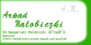 arpad malobiczki business card